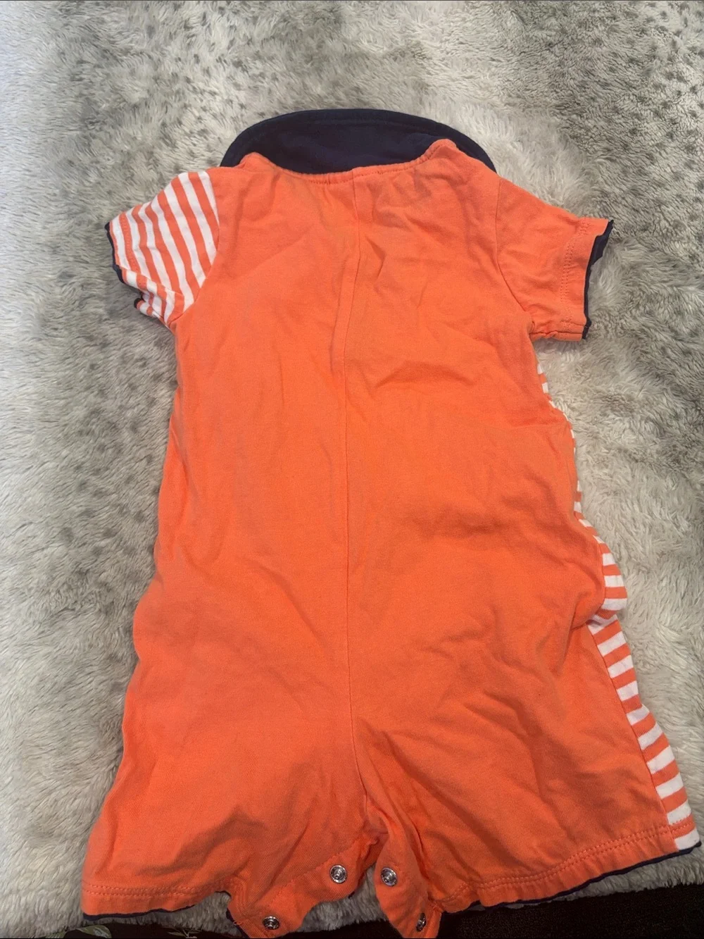 First Impressions Orange and Navy Striped Baby Romper